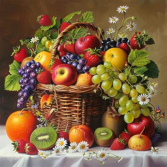 5D Various Fruit Patterns Creative Unframed Diamond Painting , Full Artificial Diamond DIY Mosaic Art Craft, Home Decoration, Relaxing Gift For Adults And Beginners,No Frame, Multiple Sizes To Choose From