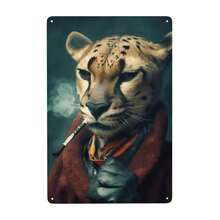 1pc/3PCS Funny Animal Smoking Vintage Metal Sign Retro Dog Giraffe Tin Sign For Home Wall Decor Bar Bedroom Gift 8x12 Inch Frameless Artistic Style Frame Vintage - Multicolor - View 7