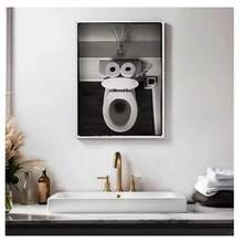 1 pieza Cartel sin marco de diseño creativo de mono en blanco y negro para papel higiénico en el baño, impresión de alta definición, arte de pared moderno y minimalista para decoración del hogar y del baño - Multicolor - Ver 19