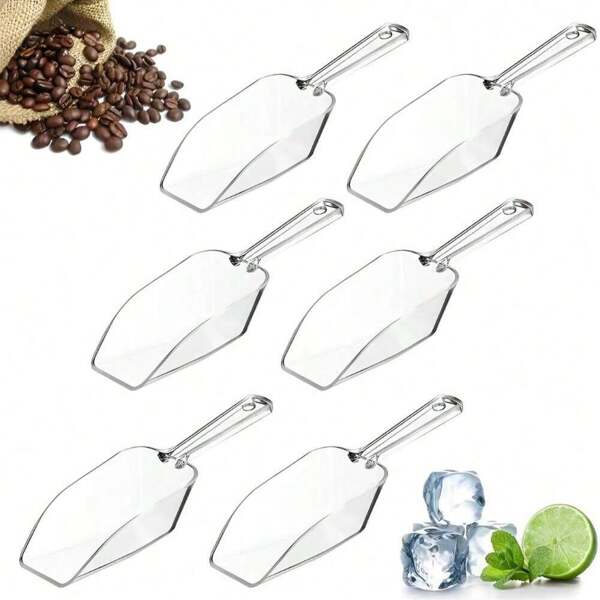 6 pièces Mini cuillères en plastique transparent de cuisine, cuillères à glace multifonctionnelles petites convenant pour les mariages, les bonbons, les desserts, les buffets en libre-service, la crème glacée, la poudre de protéines, le café, le thé