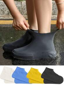 1/2pairs Waterproof Thickened Non-Slip Shoe Covers,Reusable Outdoor Rubber Rain Boots Cover,Thickened Anti-Slip Durable, Foldable Rain Boots,For Outdoor Cycling And Rainy Days,For School,Office,Household,Travel - Multicolor - View 1