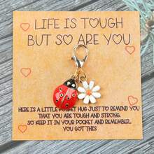 1pc/5pcs Charming Ladybug & Daisy Keychains With Inspirational Pocket Hug Cards - Decorative Metal Lobster Clasp Key Rings, Perfect For Birthdays, Weddings, Back-To-School, Graduation, Christmas, Valentine's Day, And More Backpack For School Halloween Accessories Teachers Day Gift Ideas Bag Accessories Lanyards With Id Holder Car Accessories Bag Charms - Multicolor - View 10