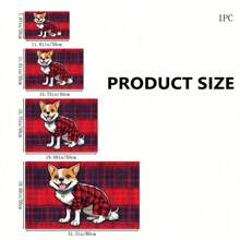 1pc Star & Red Clothed Dog Print Pet Placemat, Quick Drying Feeding Mat For Cats & Dogs, Easy To Clean, Suitable For Pets All Seasons, Pet Cage Pad
