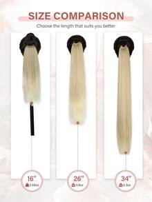16inch/26 Inch/34 Inch Ponytail Extensions, Versatile Elastic Band Light Brown To Blonde Ponytail Heat Resistant Extension For Women, Long Straight DIY Wrap Around Ponytail Soft Natural Synthetic Pony Tails For Women Daily Cosplay And Christmas Music Festival Carnival New Year Gifts Used - Multicolor - View 8