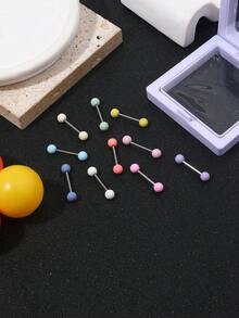 10 peças de piercings de língua de aço inoxidável, efeito acrílico fosco, hipoalergênicos para o verão, adequados para Halloween, casamentos, dia das mães, comemorações, acessório para mulheres - Multicolorido - Ver 5