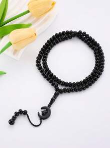 1pc Men's Arabic Crescent Moon Beaded Bracelet/Prayer Beads, Fashionable Jewelry For Everyday Wear