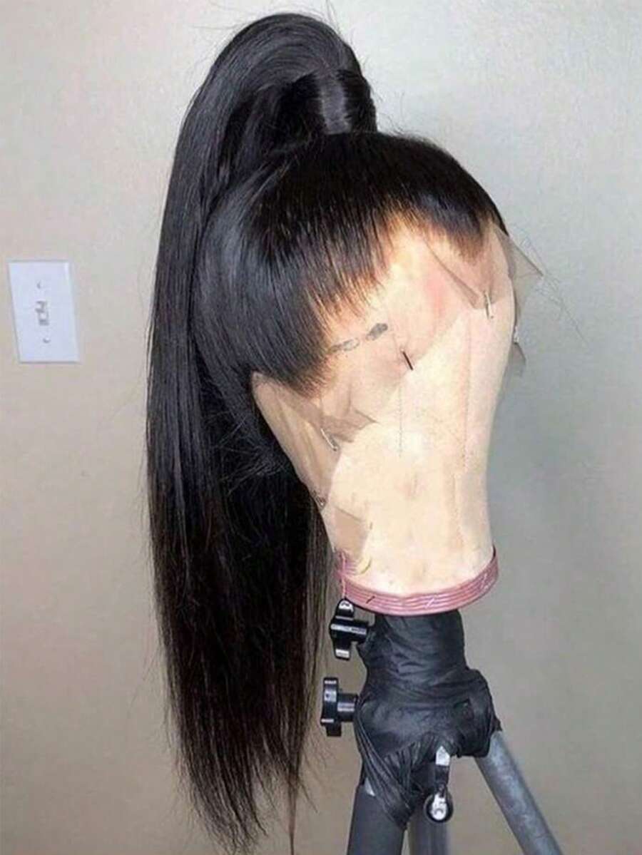 Straight 200% Density 360 Full Lace Frontal Wigs For Women 36 Inch 13x4 13x6 Transparent Lace Front Human Hair Wig Pre Plucked 4x4 Lace Wig 6x4 Straight Glueless Wig - Natural Black - 查看 1