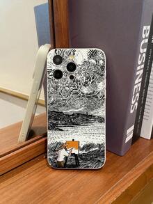 1pc Creative Starry Sky Painting Design Milky White Phone Case, Durable, Shock-Resistant And Fashionable TPU Material Phone Case, Compatible With IPhone And Galaxy Cases, Suitable For IPhone 13 - Multicolor - View 6