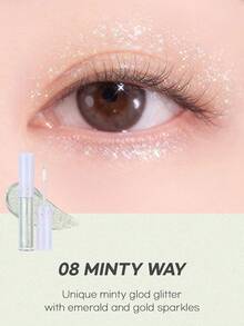 Rom&nd Romand THE UNIVERSE LIQUID GLITTER 08 MINTY WAY, Hydrating And Lightweight, Gel Suspension Formula, Dazzling Shine, Non-Sticky, Fast-Drying, 24-Hour Long-Lasting, Precise Lines, Can Be Used For Body Art, Easy To Remove, Gentle On Skin, Adjustable Flow Valve, Pocket-Sized, Korean Cosmetics, 2g/0.07oz. - 08 MINTY WAY - 查看 5