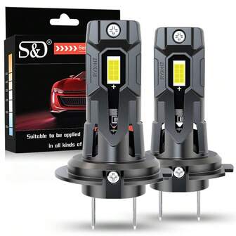 S&D 2 st H7 LED-lampor för bil 30000LM LED H7-strålkastare Canbus-billampa 60W 7035 CSP-strålkastare med turbofläkt 6000K-strålkastare