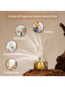 1 pieza, ambientador de 50ML con 5 varillas aromáticas, adecuado para desodorizar el baño, perfumar el dormitorio, decoración del hogar, botella de cristal, forma rectangular, sin plumas, aceite esencial perfumado de larga duración, ideal para eliminar olores, regalo ideal para el Día de San Valentín, aromaterapia, difusor, fragancia para el hogar, ambientador de casa - Muchos estilos - Ver 2