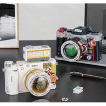 Vivid And Durable ABS Material Vintage Camera Building Block Assembled Model Kit, Retro Dual-Sided Nostalgic Camera Model Blocks, Creative Desktop Decor, Suitable For Boy Girl Birthday Gifts, Thanksgiving, Festivals, Home Decor, No Electricity Required