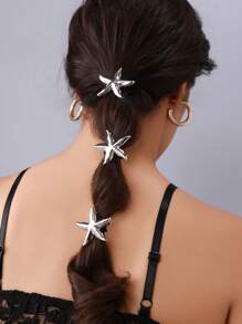 3/2/1 Stücke Ozeanmotiv Metall Seestern Haargummis, Zinklegierung Pferdeschwanz Halter Haargummis Haargummibänder Scrunchies Haarband Haargummi