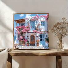 1pc 5D Diamond Painting Set, Flower House Landscape Art, Round Diamond Art Frameless, DIY Home Decoration, Suitable For Various Wall Decorations And Desktop Placement, A Perfect Holiday Gift,No Frame, Multiple Sizes To Choose From