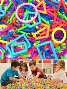 100 peças/200 peças/300 peças Conjunto de Blocos de Construção de Varinha Mágica - Brinquedo de Construção de Quebra-Cabeça para Adolescentes com Propósitos Sensoriais e Cognitivos, Liberando a Imaginação das Crianças, Kit de Engenharia, Multicolorido e Formato, Presente Perfeito para Aniversários e Festas