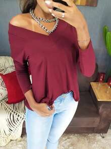 Women T-Shirts - Burgundy - View 1