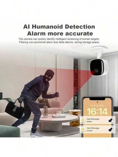 High Definition WiFi Slimme Home Security Camera Voice Intercom, Night Vision, Motion Alarm APP Viewing USB Power Indoor/Outdoor Monitoring System, System Stylish Wit Small view 10