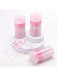 100pcs Eyelash Brush Set With Storage Box & Bag, Eyebrow Pencil, Disposable Angled Eyebrow Brush, Eyelash Extension Brush - Multicolor - View 4
