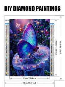 Set di 1 pittura 5D in diamanti fai-da-te, Pittura in diamanti 5D a forma di farfalla completa, Pittura in diamanti rotondi 5D fatta a mano, Arti e mestieri in diamanti 5D, per decorazione della parete di casa e regali, adatto per adulti, ragazzi e ragazze artigianato fai-da-te