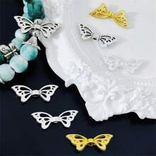 Zinc-Plated Alloy Perforated Butterfly Wing Spacer DIY Bracelet With Beaded Accessories, Retro Perforated Butterfly With Beaded Alloy Jewelry, Handmade Materials