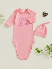 Newborn Sleeper Gown Baby Boy Girl Coming Home Outfit Infant Nightgown Sleeping Bag Sleepwear Pajamas - 橘色 - 查看 2