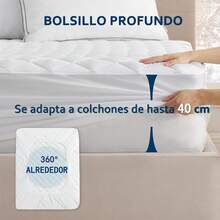 1 Pieza Cubre Colchón (Sin Funda de Alohada)Suave al Tacto, Lavable a Máquina Fácil Cuidado-¡Extiende la Vida de tu Colchón para un Descanso Tranquilo Colchón para Cama Matrimonial Individual Queen,Color Gris - Gris Oscuro - Ver 7