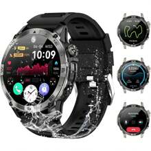 Military Rugged Smart Watch For Men Women, 1.43" AMOLED GPS Smartwatch IP68 Waterproof  530mAh Battery With Altitude Compass Air Pressure 60+Sports Fitness Tracker For Outdoor, Climbing, Camping, Running, Gym,Compatible With IOS Android