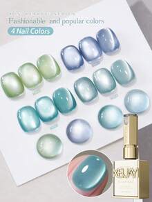 XEIJAYI 15ML Mint Manbo Cat Eye Nail Gel Polish Semi Permanent Nail Art Soaking UV LED Nail Salon DIY Nail Salon Gel For Spring And Summer - 綠色 - 查看 2