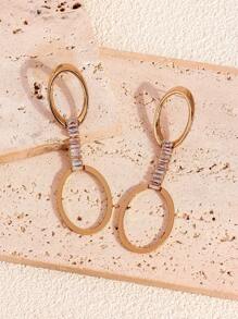 2 piezas de aretes de tachuelas ovalados de circonita cúbica hueca de lujo | Aretes geométricos de oro para mujeres | Uso versátil diario