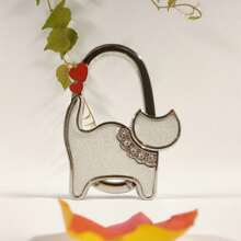 1pc Cute Cat Design Foldable Handbag Hook - Chic Aluminum Alloy Purse Table Hook With Shiny Rhinestone Accent, A Gift For Cat Lovers,Portable Metal Bag Holder For Stylish Accessory Lovers,Schoolbag Backpack Handbag Accessories,Christmas Gift