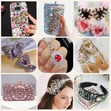 130pcs White Crystal Claw Diamonds, Glass Sewing Diamonds DIY Clothing Accessories Materials, Mixed Shape Sew On Gems Metal Claws, Jewelry DIY Crafts Materials