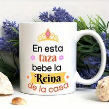 1pc, 11oz Ceramic Mug With Spanish Letter Print & Floral Design - Insulating Coffee Tea Cup, Hand Wash Only, Perfect For Everyday Use Or Mother'S Day New Year Gift, Coffee Mug ( Made In USA ) - 粉色 - 查看 5
