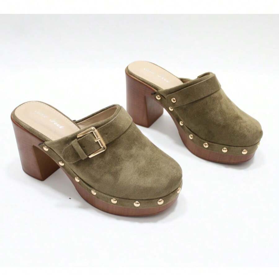 Clogs, Elegant Summer Sandals For Women - Green - View 1