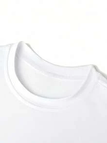 Camiseta de manga corta y cuello redondo casual para mujer, color blanco, con estampado de conchas marinas de playa de verano - Blanco - Ver 4