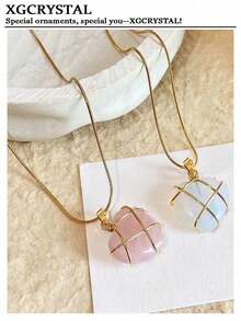 2 Moonstone Necklaces Rose Stone Heart Necklace Set Y2k Women's Friendship Necklace Couple Necklace Prom Jewelry - 2PC Heart Necklace - View 10