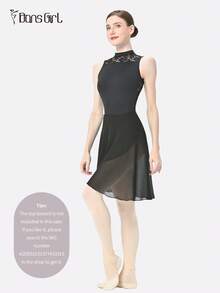 DonsGirl 1件女士中长雪纺裹身连衣裙，纯色，适合芭蕾舞表演