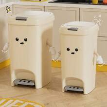 Large Capacity Rectangular Plastic Trash Can With Pedal, Double Opening, Deodorizing Sealed, Foot-Activated, No Power Needed, For Kitchen And Living Room, Polished Surface