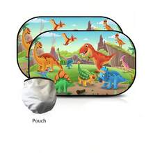 2入組嬰兒汽車側面遮陽板卡通防曬隔熱靜電吸附汽車側窗玻璃