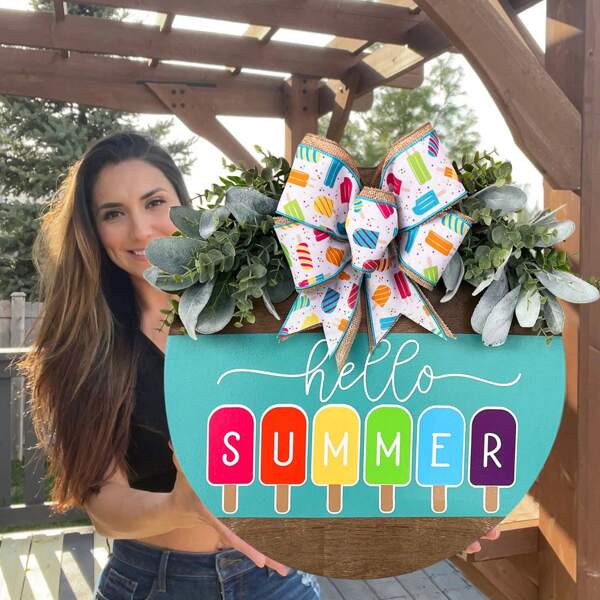 Summer Popsicle Bow Decorative Wall Plaque, Home Wall Decor