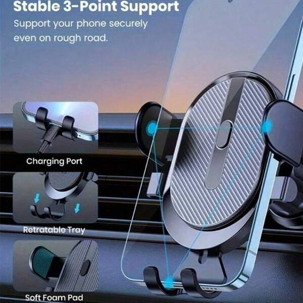 Support de téléphone pour voiture, support universel de téléphone avec clip crochet pour aération de voiture, compatible pour pièces intérieures de mobile