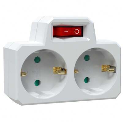 HITRENDS 1/2 Pcs EU To DE Plug Adapter, With Power Switch Socket, 2 Pin 4.8mm EU To DE Travel Adapter, 16A 250V 3500W Extension Wall Socket, White, Suitable For Home, Travel And Office