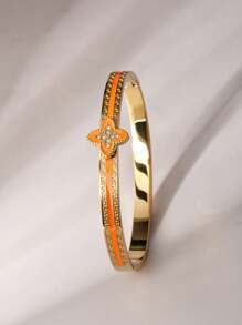 1 pieza Pulsera con trébol de cuatro hojas chapada en oro de 18K, accesorio de moda de alta gama para uso diario