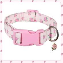 1pc Cute Dog Collar With Flower Pendant, Adjustable Soft Comfortable Pet Floral Print Collar Suitable For Small, Medium, Large Dogs, Pink
