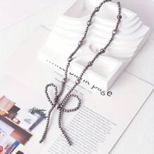 Bohemien Vintage Stil Kunstperlen Schleife Halskette Westlicher Schmuck - Für Frauen Cowgirl, perfekt für den Alltag und als Geschenk