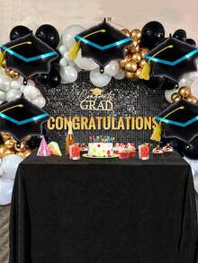 6pcs/Set Balon Desain Topi Wisuda Hitam dan Biru, Balon Foil Aluminium Bentuk Topi Wisuda untuk Dekorasi Pesta Wisuda 2025 - MultiWarna - View 4