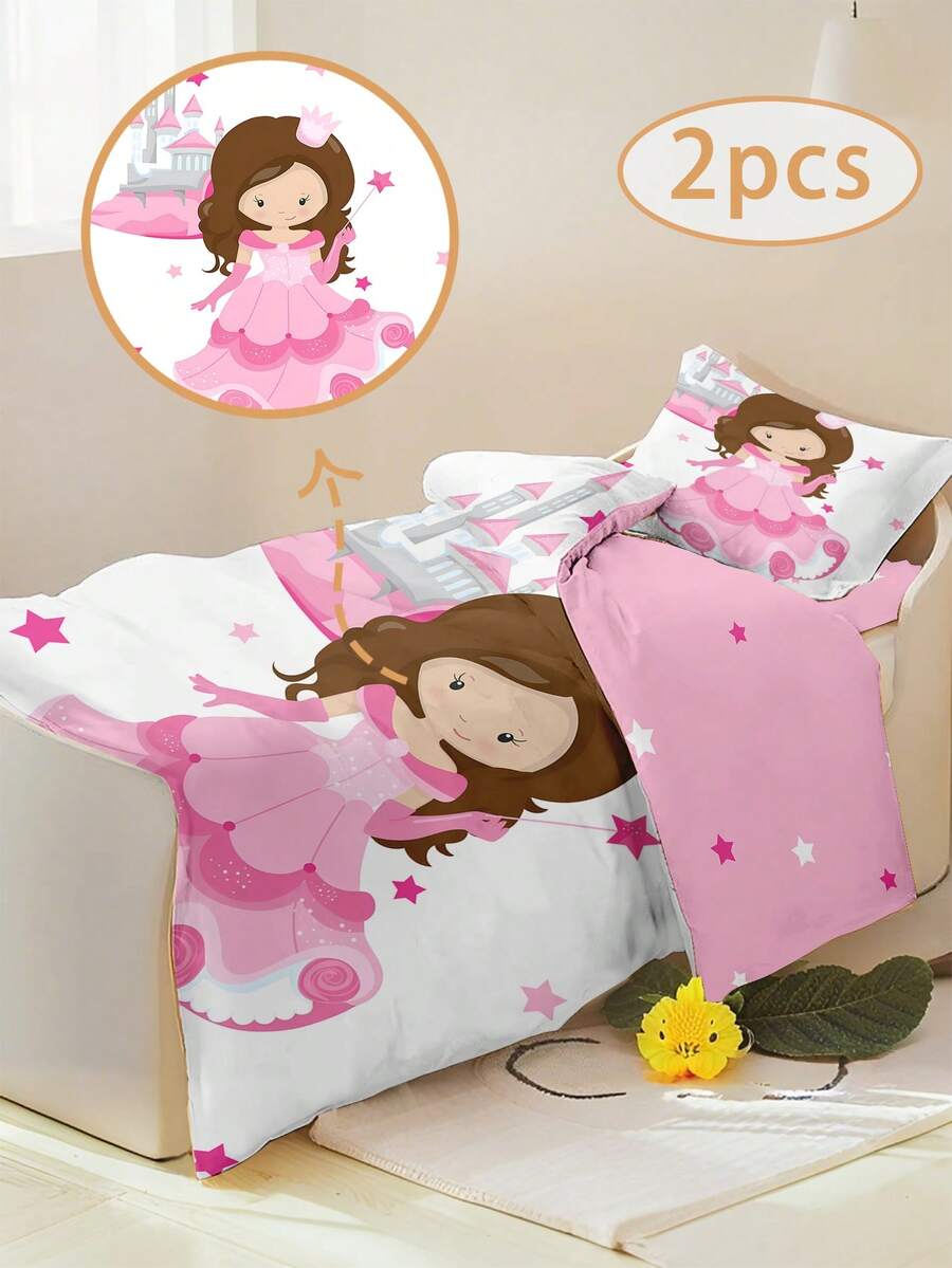 1/2pcs Princess Castle Baby Bedding Set - Soft Duvet Cover Set, Fairytale Theme Baby Crib Sheets, Suitable For Baby Girls, With Shiny Crown Pattern, Hypoallergenic Design