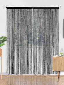 1pc Black Fringe Valance Curtain, Boho Tassel Door Curtain, Room Divider Backdrop For Party, Wedding, Kitchen, Hallway Decor