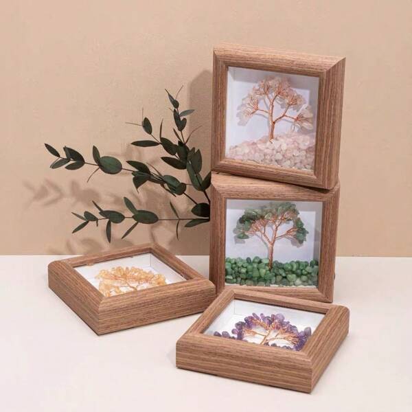 Arbre de vie dans un cadre photo, mini arbre en cristal décoratif, décoration de table de Noël, décoration de maison, décoration de cuisine, décoration de table, ornement de décoration de table à manger, décoration de cadeau de fête, décoration de Noël, cadeau de Noël, décoration de fête, artisanat décoratif