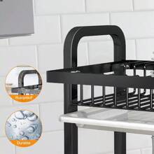 Égouttoir à vaisselle à 2 niveaux avec bac d'égouttage, porte-couverts, égouttoir à assiettes, évier de cuisine