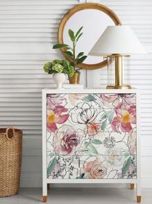17.32*393.7 Inch /17.32*118.11 Inch Hand-Painted Watercolor Flower Renovation Furniture Covering Sticker White Self-Adhesive Wallpaper PVC Waterproof Floral Removable Home Decoration Pink Peel And Stick Wallpaper